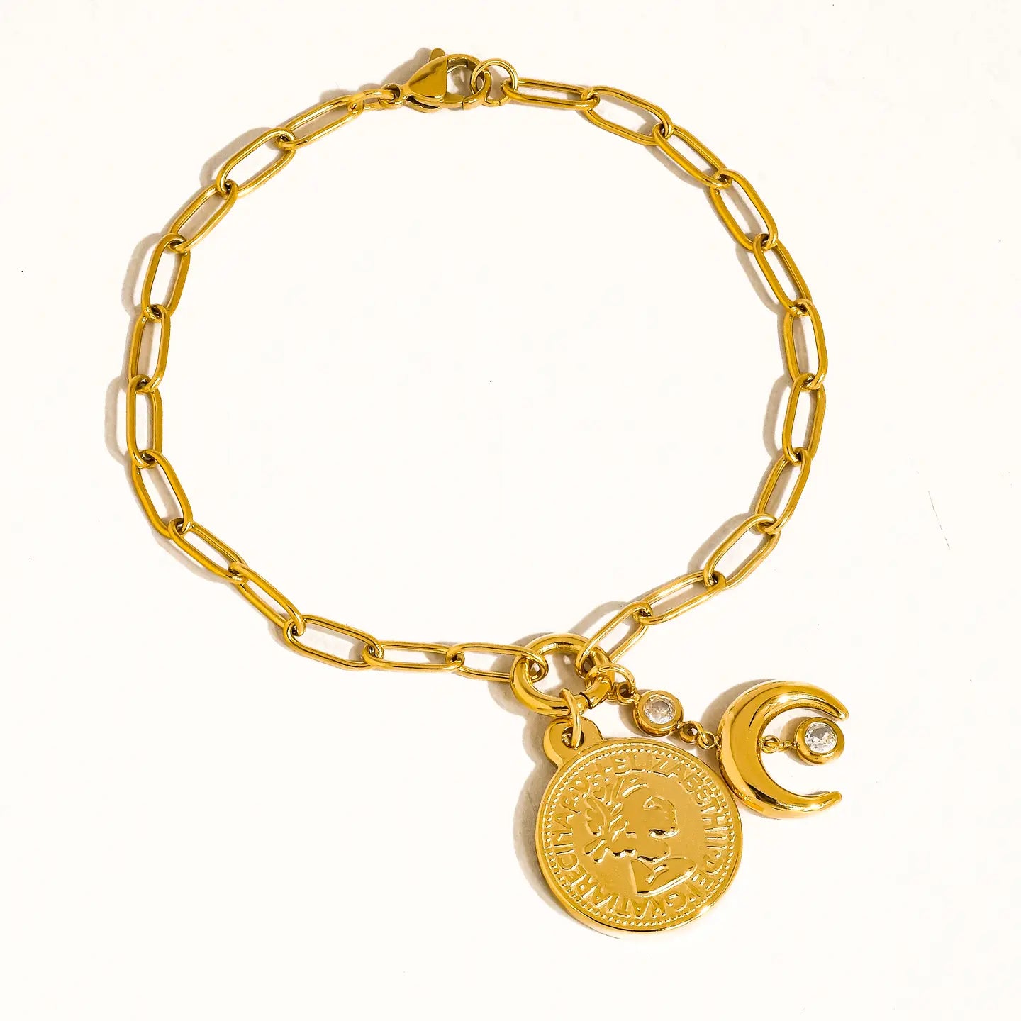 Lark 18K Gold Non-Tarnish Coin Moon Chain Bracelet - Preorder Now