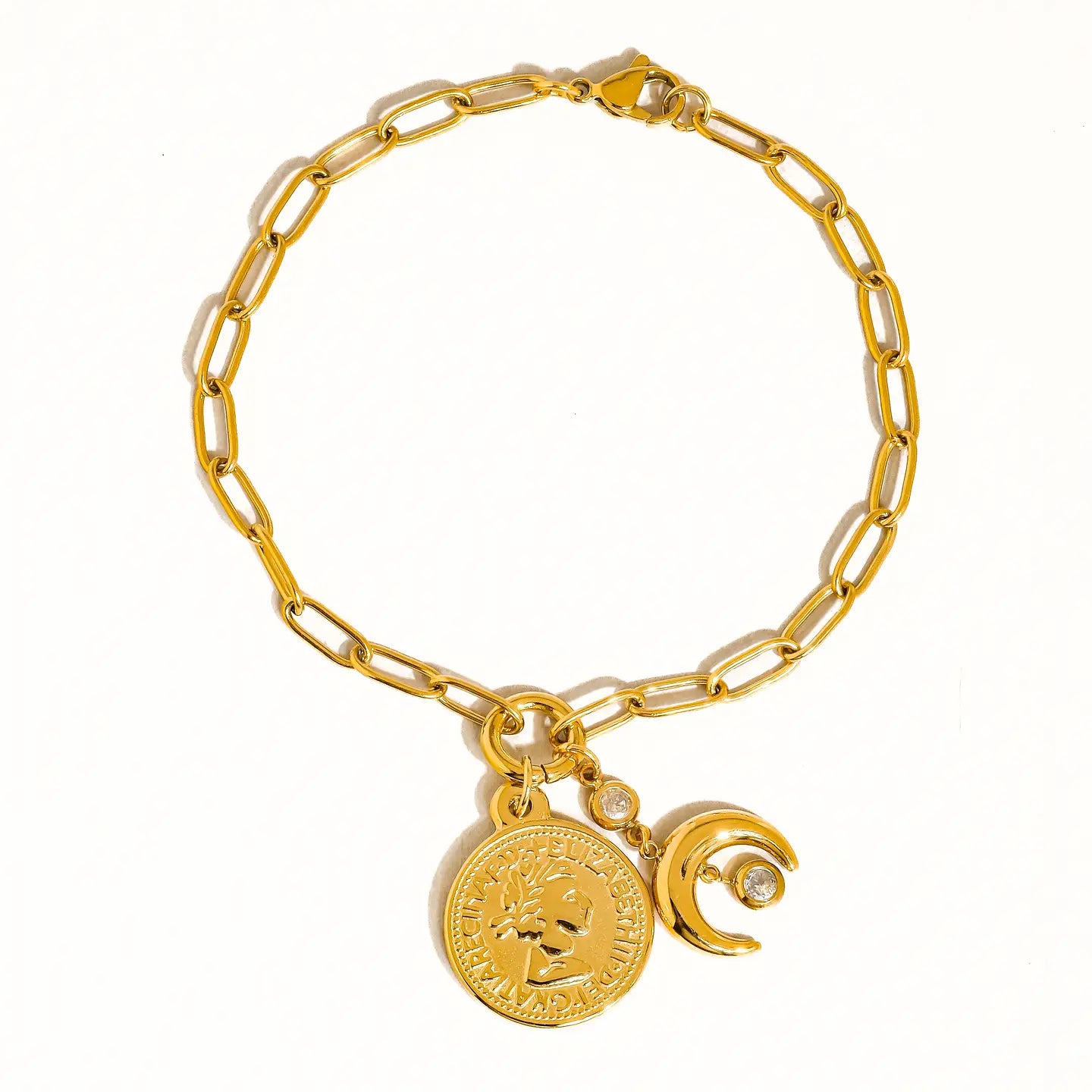 Lark 18K Gold Non-Tarnish Coin Moon Chain Bracelet - Preorder Now
