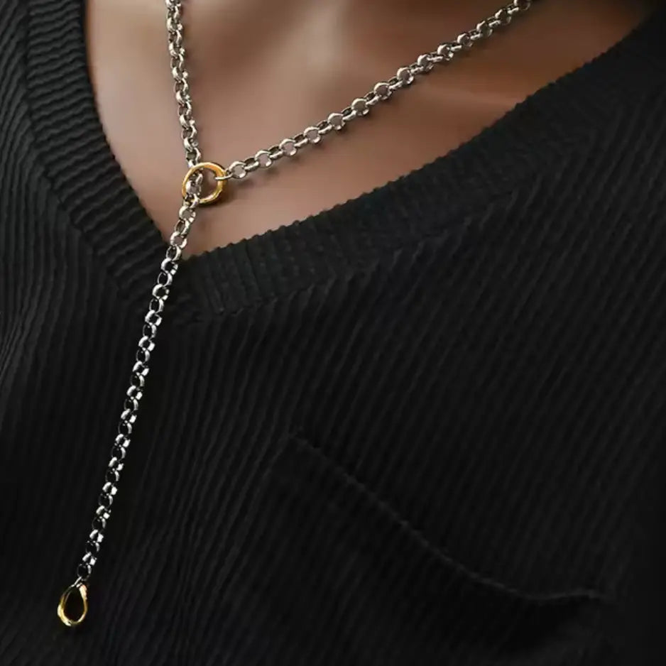 Lidia Lariat PVD 18K Multi Wear Twotone Necklace - Preorder Now