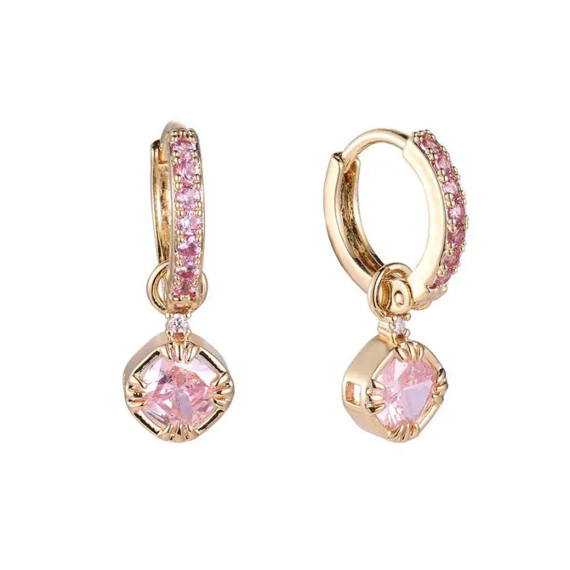 Maria Pink Huggie Earrings in Gold - Preorder Now