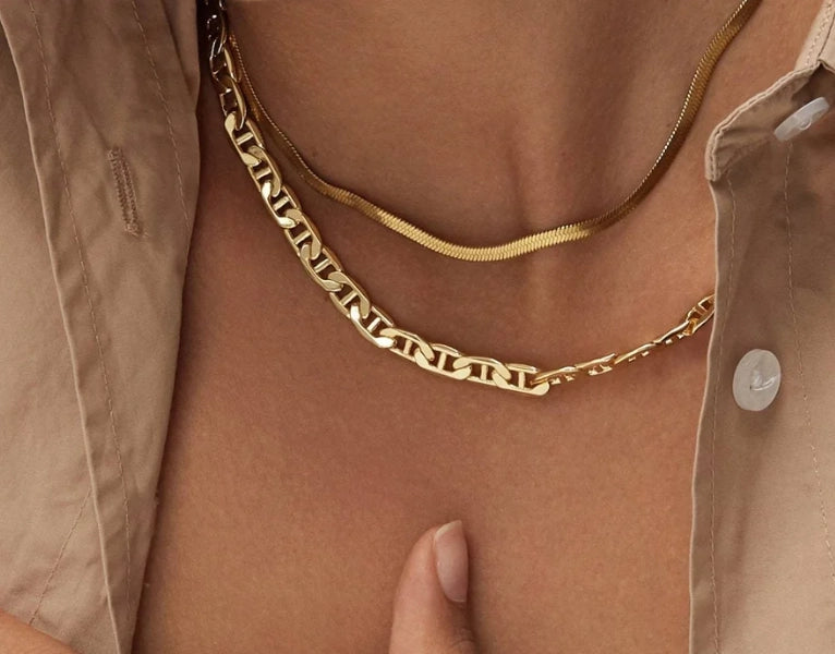 Melanie-Flat  Mariner Link Chain Necklace in 14K Gold - Preorder Now