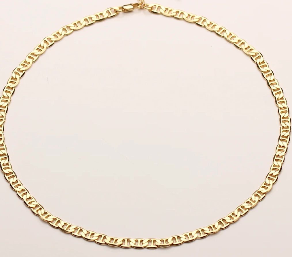 Melanie-Flat  Mariner Link Chain Necklace in 14K Gold - Preorder Now