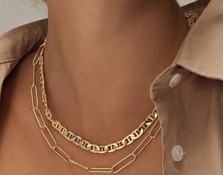 Melanie-Flat  Mariner Link Chain Necklace in 14K Gold - Preorder Now