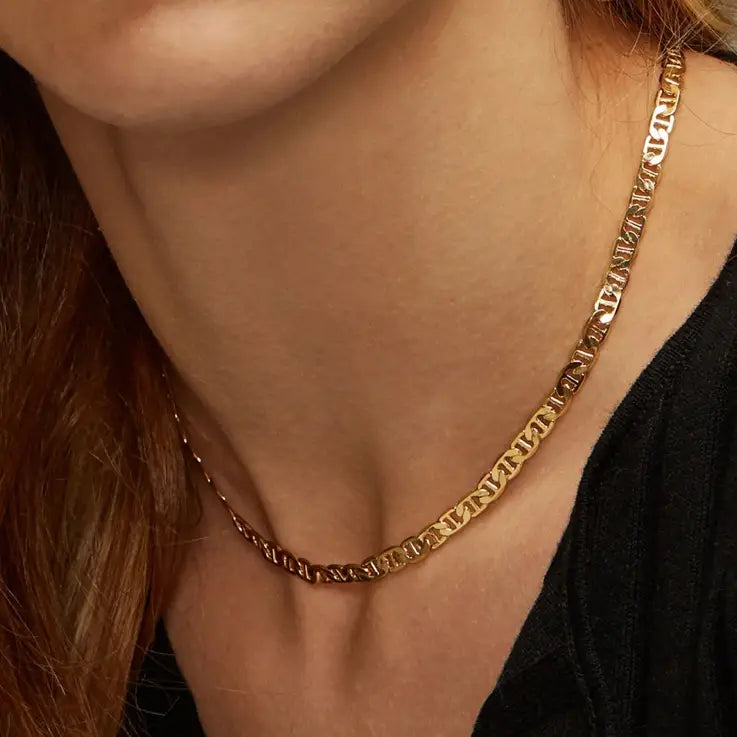 Melanie-Flat  Mariner Link Chain Necklace in 14K Gold - Preorder Now