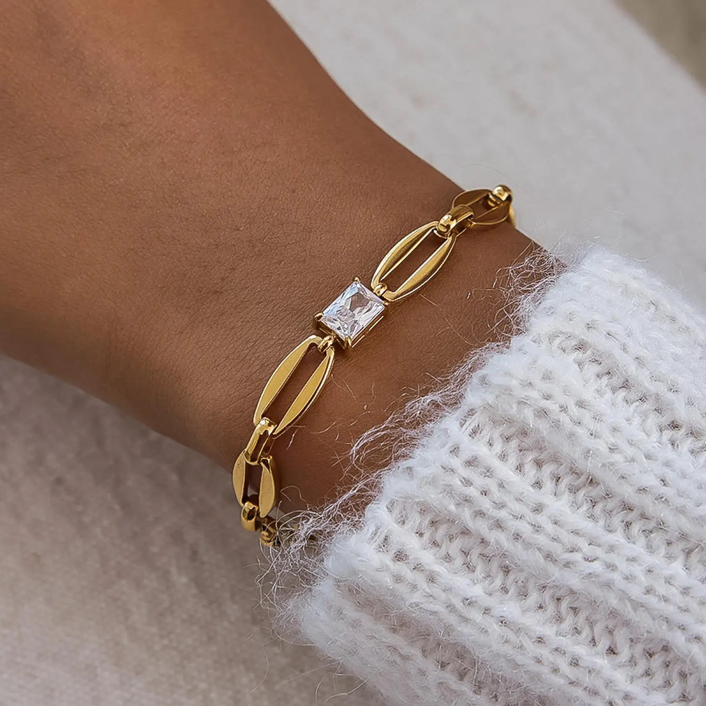 Melrose 18K Gold Non-Tarnish Link Chain Cz Bracelet - Preorder Now