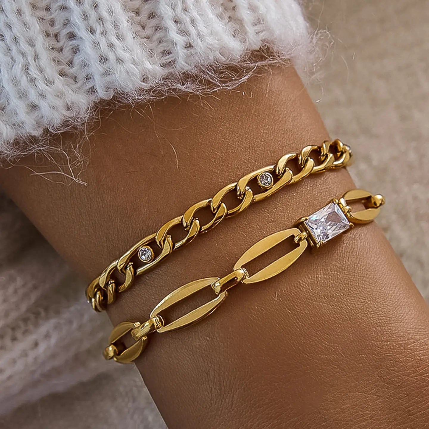 Melrose 18K Gold Non-Tarnish Link Chain Cz Bracelet - Preorder Now