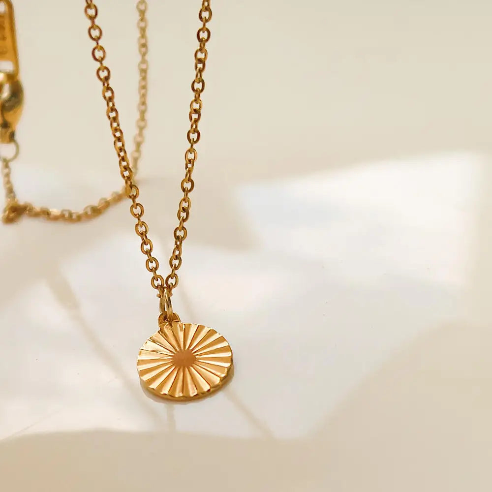 Miraz 18k Gold Non-Tarnish Round Sun Gaze Necklace - Preorder Now