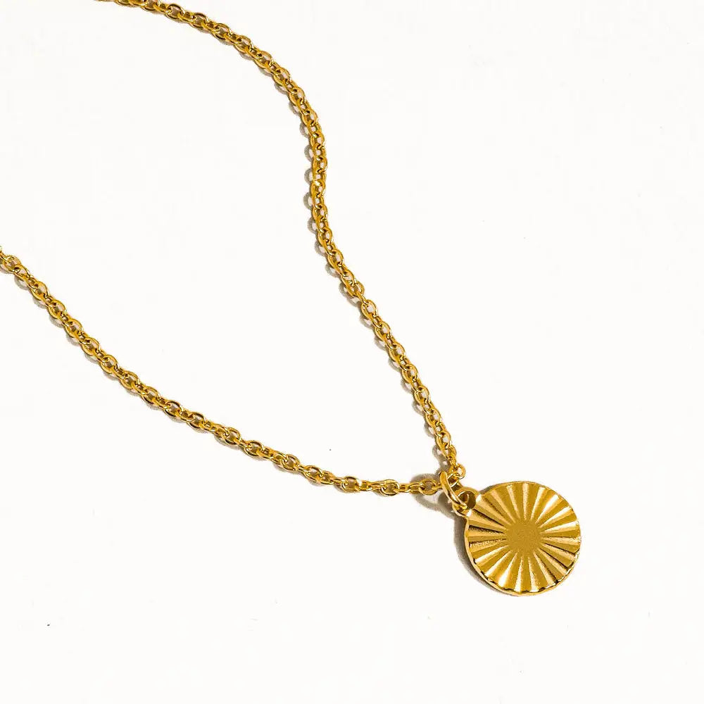Miraz 18k Gold Non-Tarnish Round Sun Gaze Necklace - Preorder Now