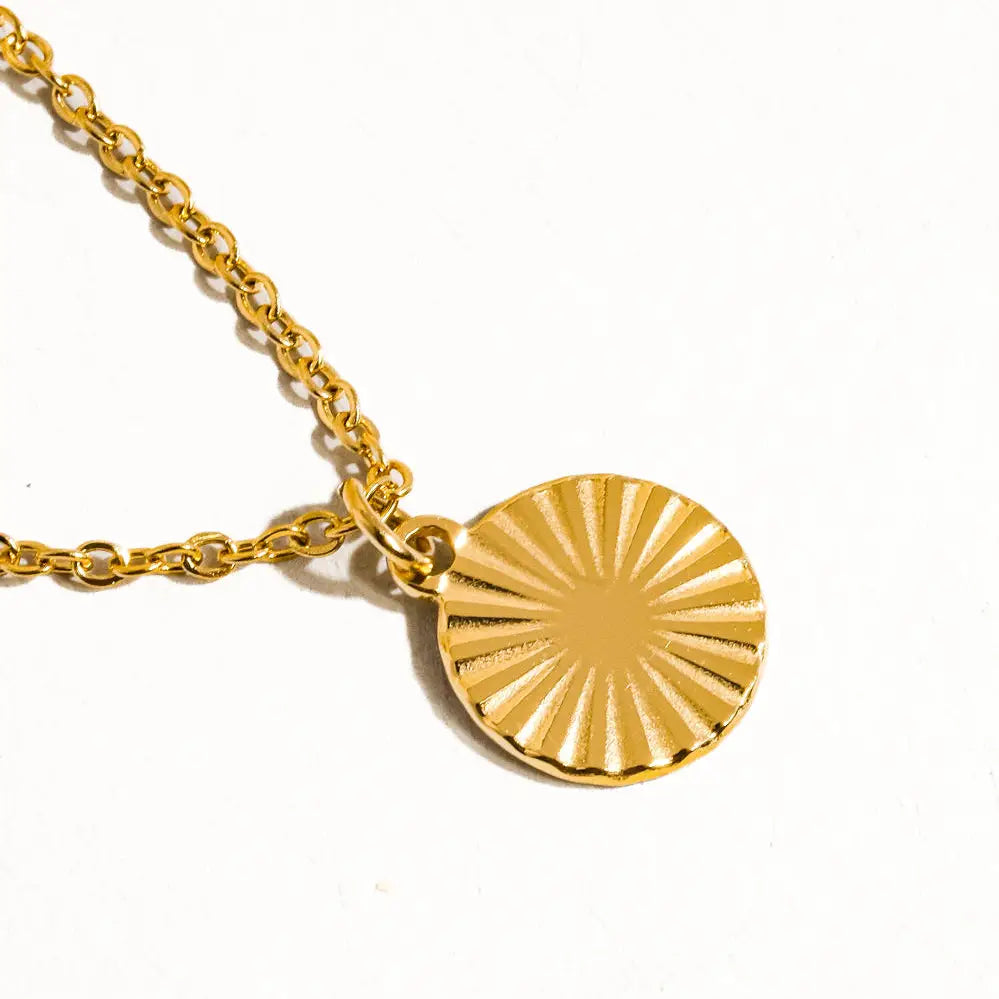 Miraz 18k Gold Non-Tarnish Round Sun Gaze Necklace - Preorder Now
