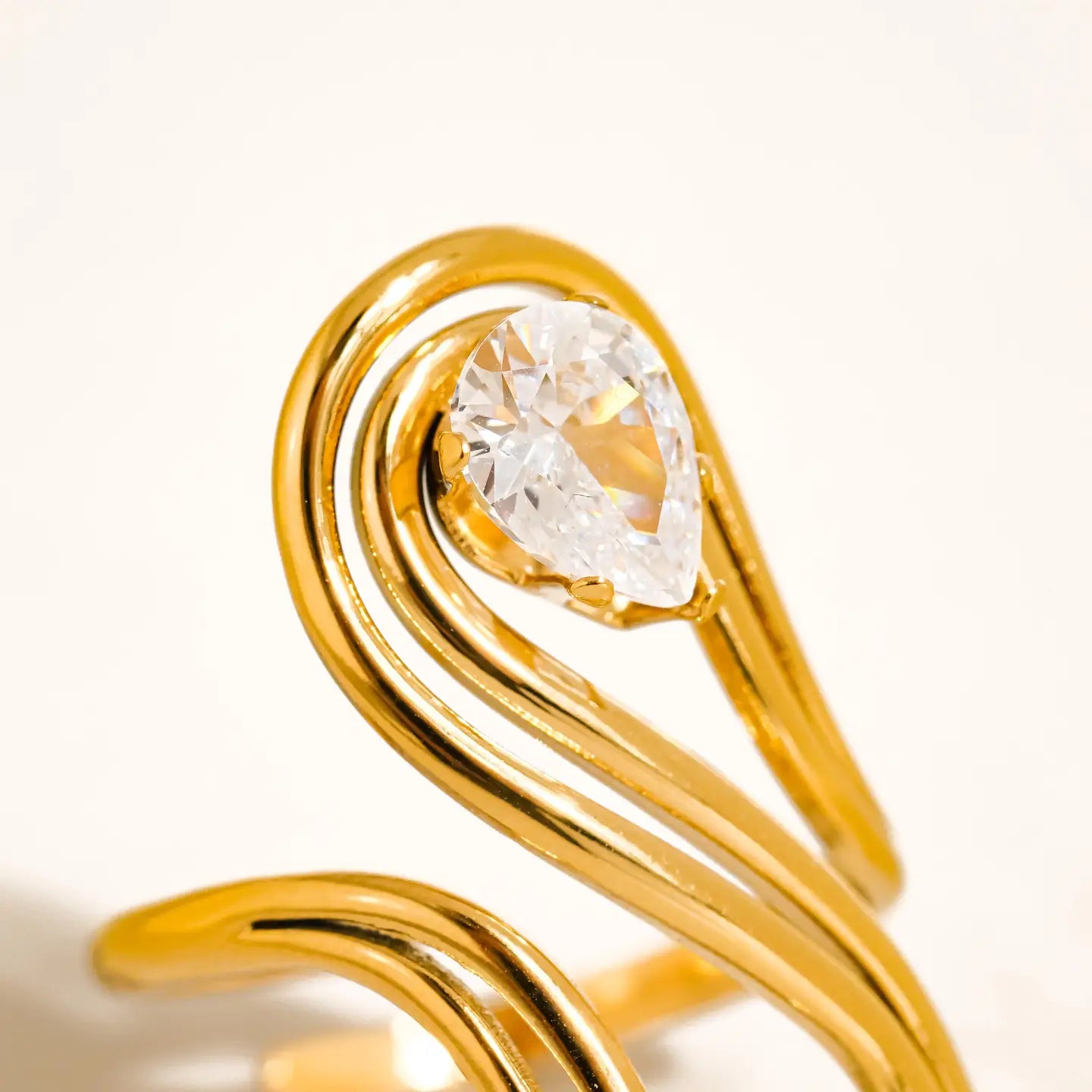 Monarque 18K Gold Non-Tarnish Abstract Oval CZ Ring - Preorder Now