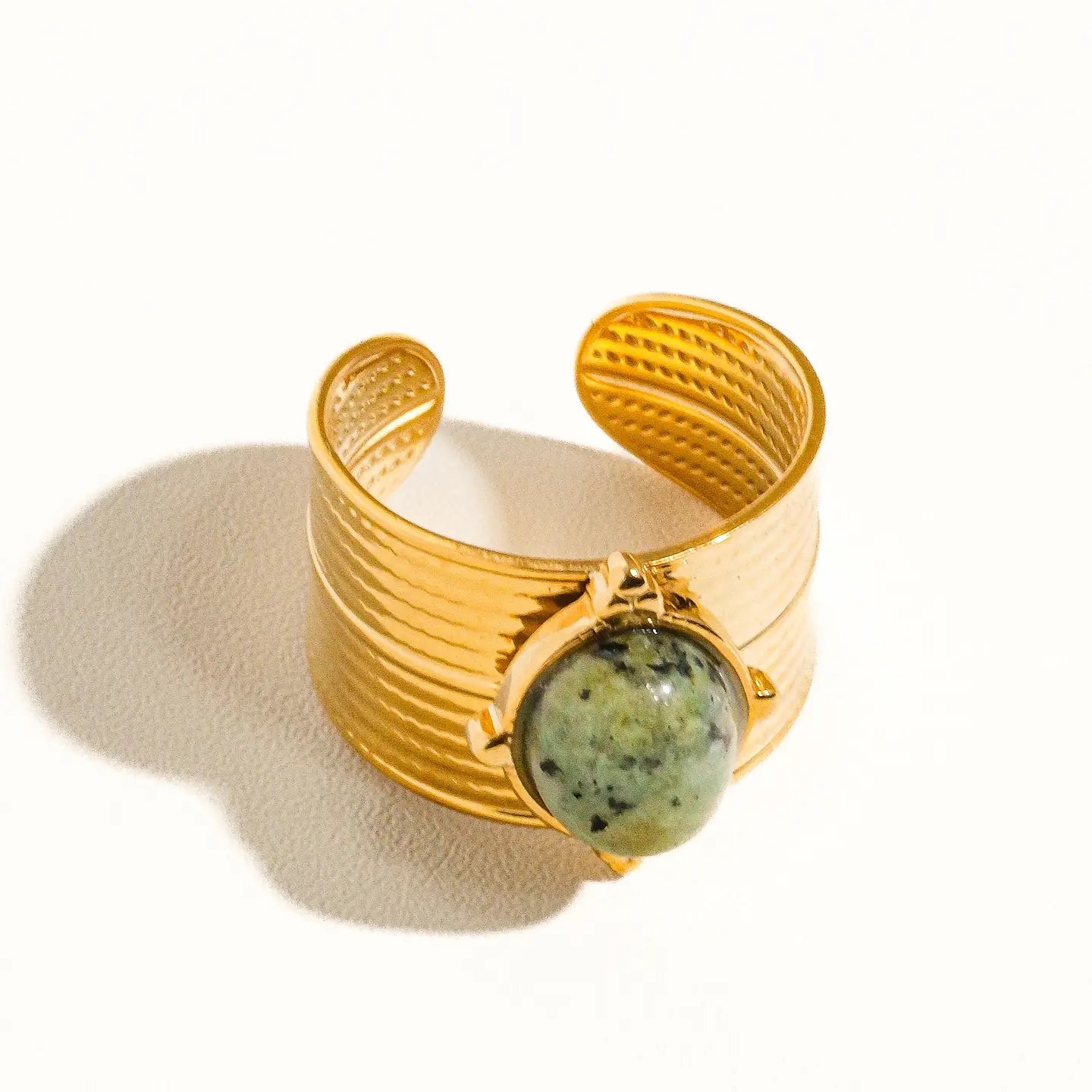 Oasis 18K Gold Non-Tarnish Stone Bold Adjustable Ring - Preorder Now