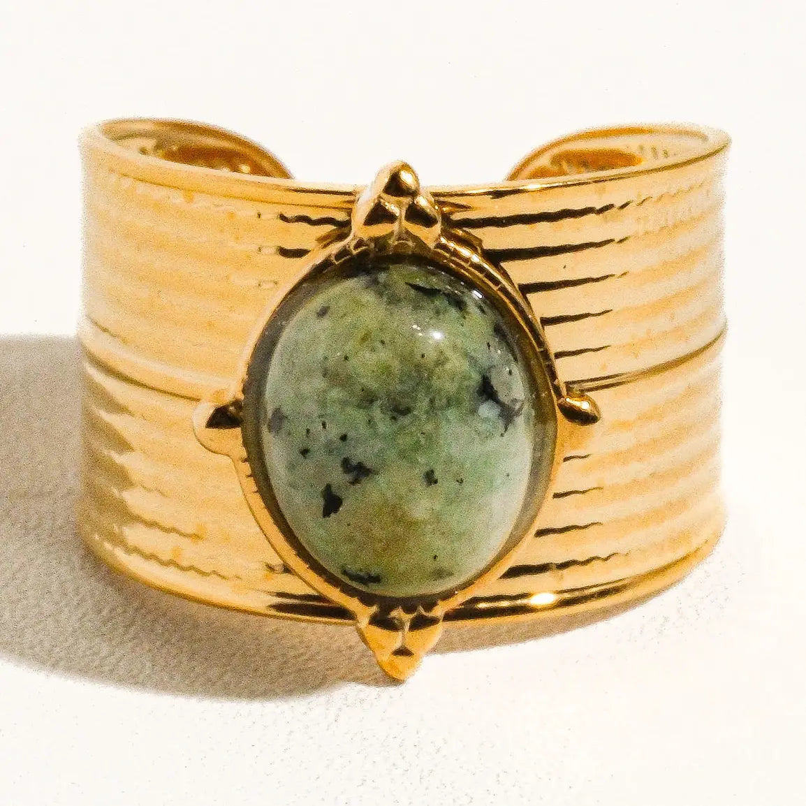 Oasis 18K Gold Non-Tarnish Stone Bold Adjustable Ring - Preorder Now