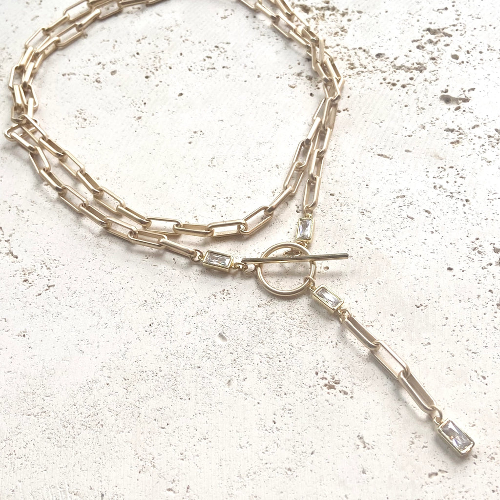 Paperclip Wraparound Statement Necklace Boutique in Gold - Preorder Now