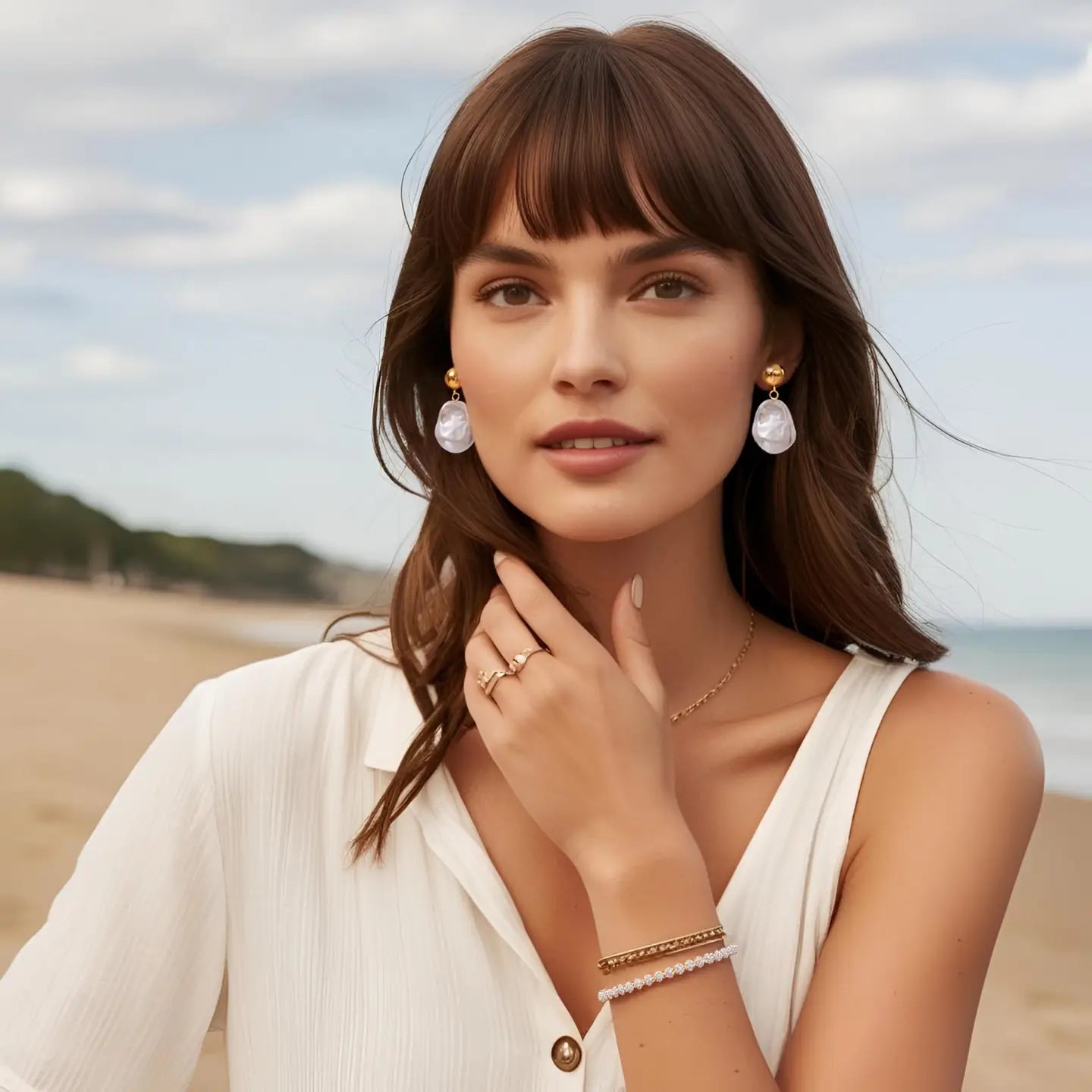 Luna Bloom Dainty Petite Baroque Freshwater Pearl Bracelet - Preorder Now