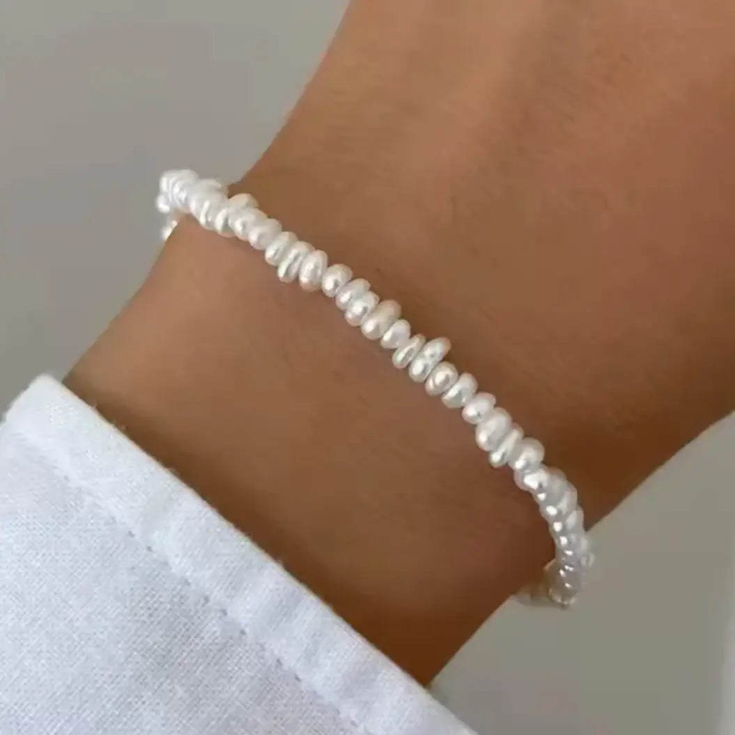 Luna Bloom Dainty Petite Baroque Freshwater Pearl Bracelet - Preorder Now