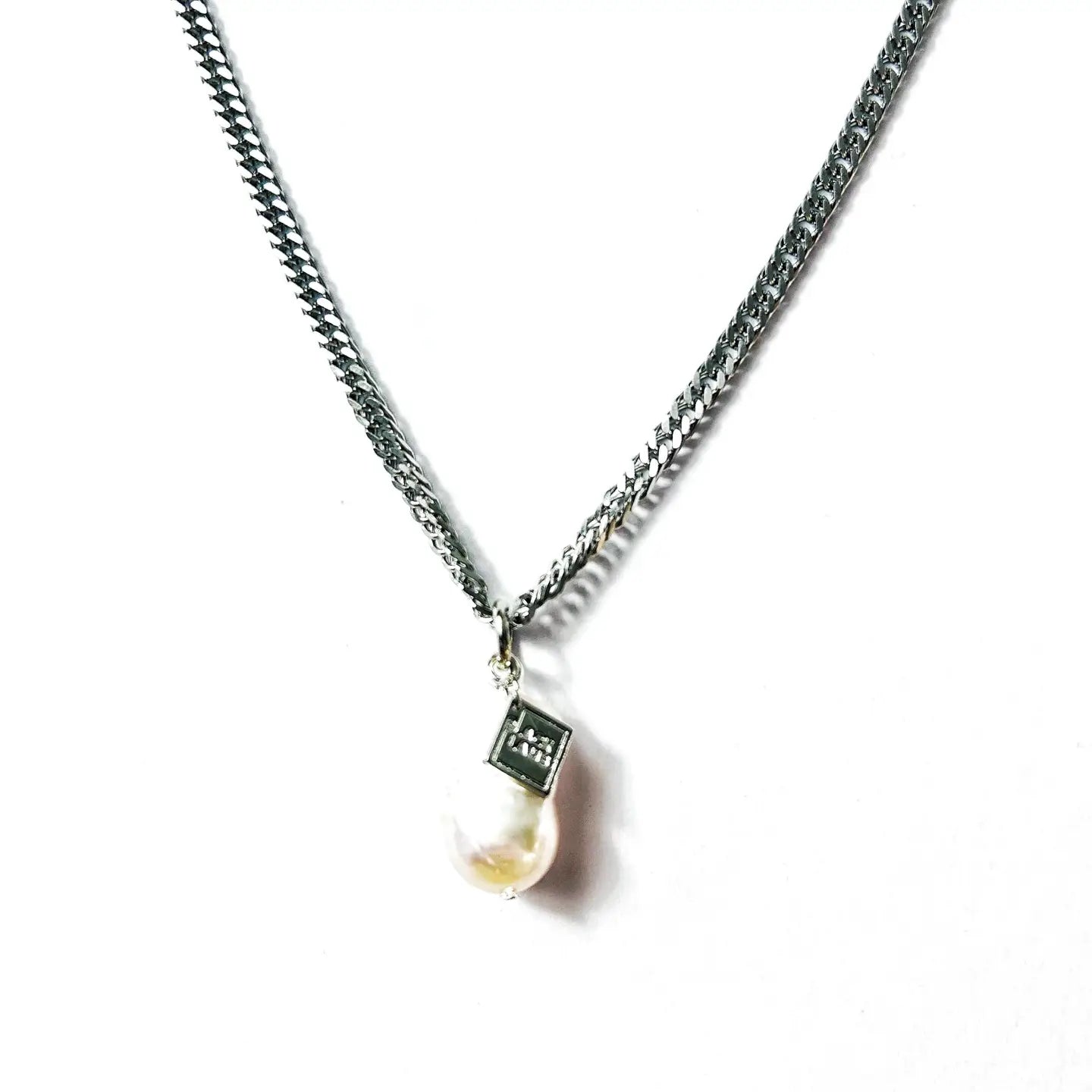 Baroque Pearl Pendant On Stainless Steel Cuban Chain - Preorder Now