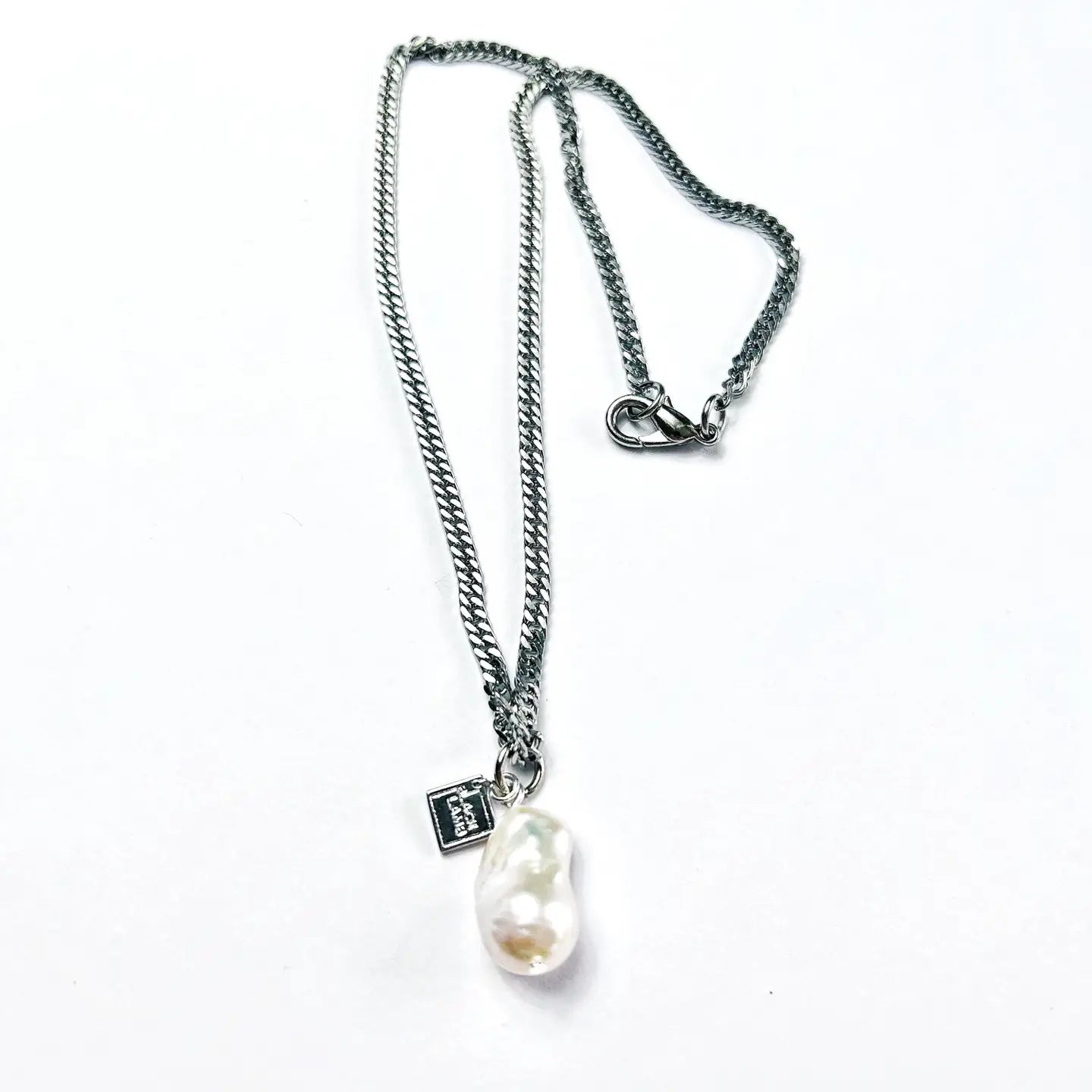 Baroque Pearl Pendant On Stainless Steel Cuban Chain - Preorder Now