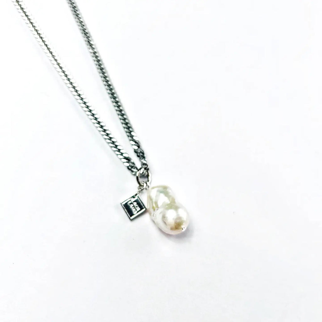 Baroque Pearl Pendant On Stainless Steel Cuban Chain - Preorder Now