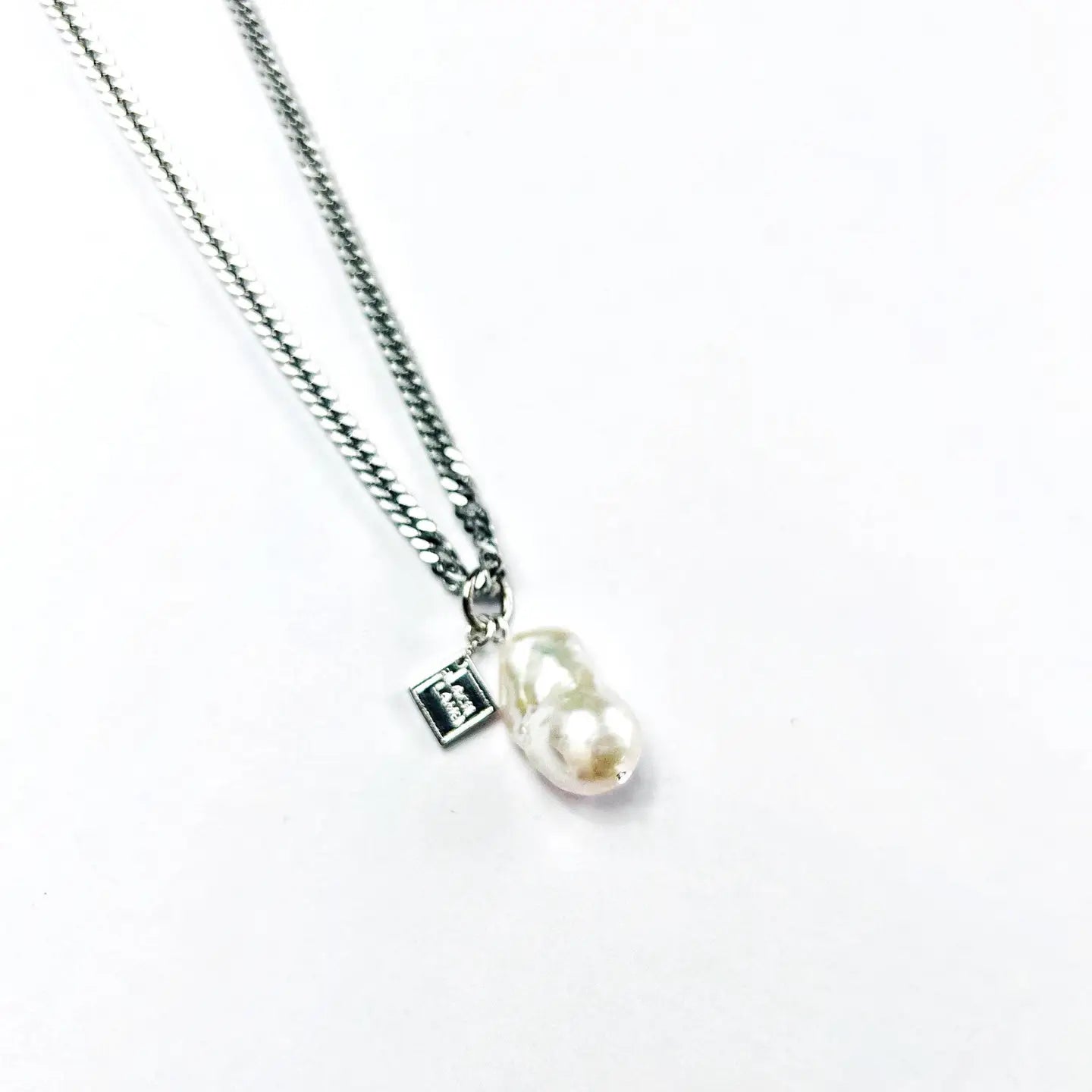 Baroque Pearl Pendant On Stainless Steel Cuban Chain - Preorder Now