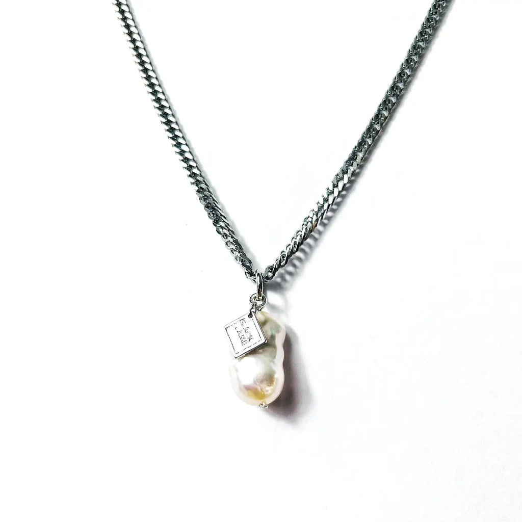 Baroque Pearl Pendant On Stainless Steel Cuban Chain - Preorder Now