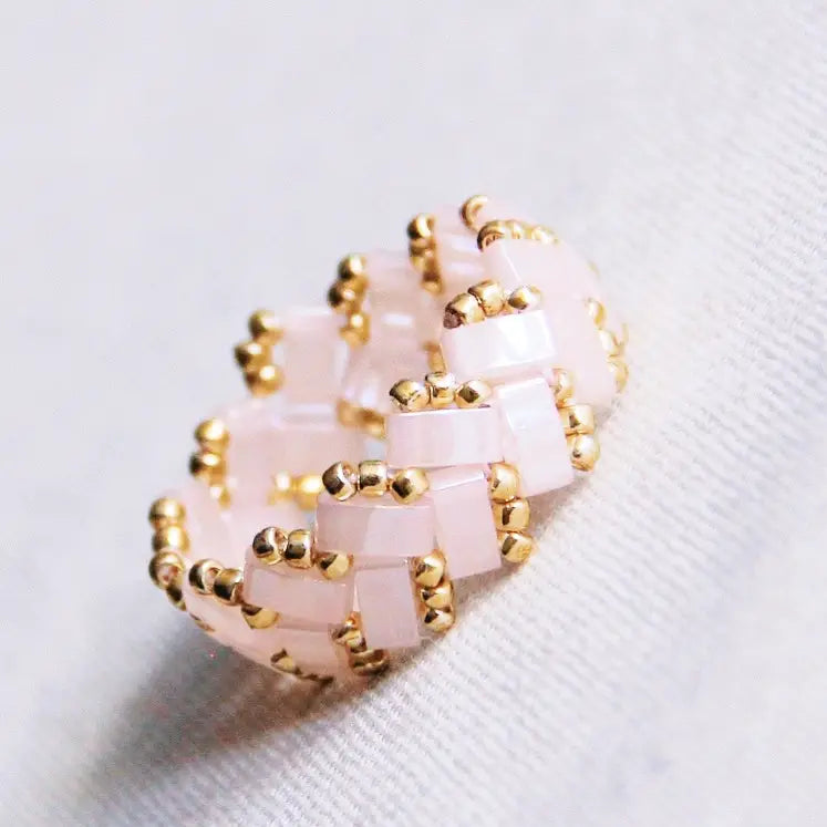 Tilabead Dainty Mosaic Ring in Light Pink and Gold - Preorder Now