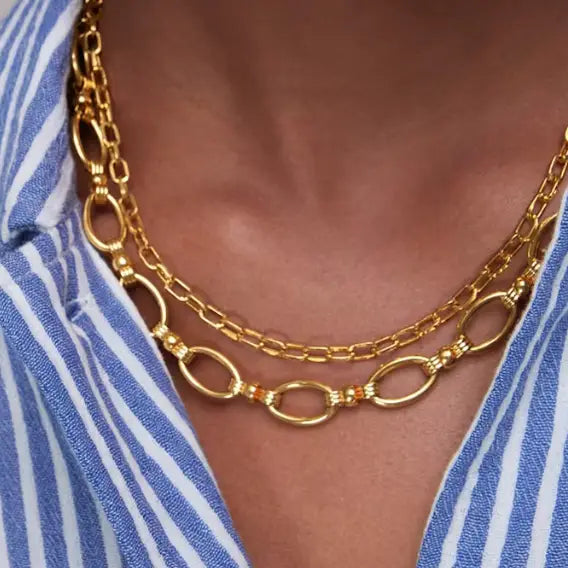 Rio Knuckle Link Steel Necklace 14K Gold Waterproof - Preorder Now