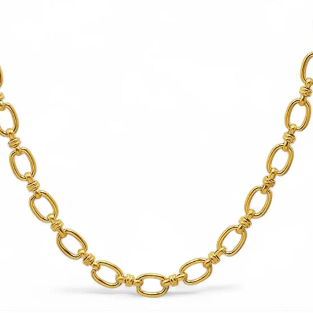Rio Knuckle Link Steel Necklace 14K Gold Waterproof - Preorder Now