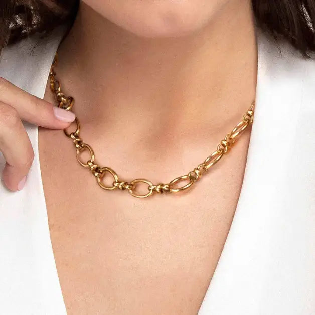 Rio Knuckle Link Steel Necklace 14K Gold Waterproof - Preorder Now