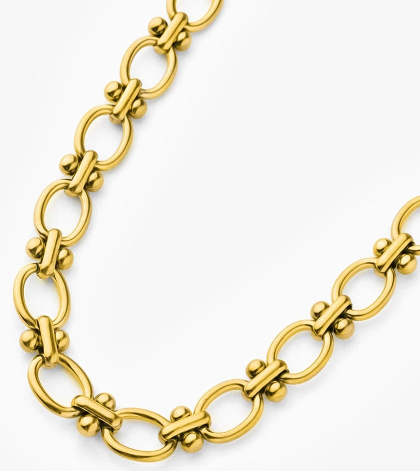 Rio Knuckle Link Steel Necklace 14K Gold Waterproof - Preorder Now