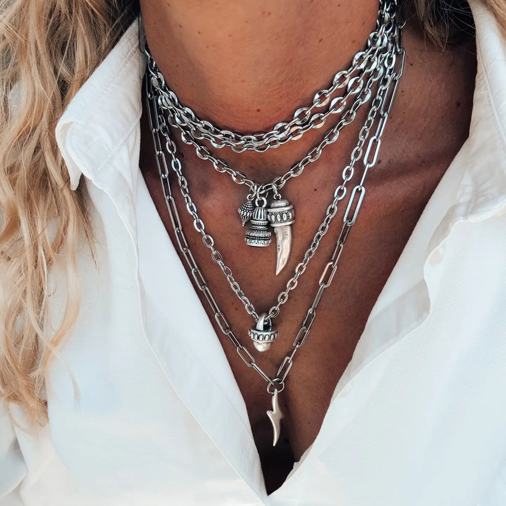 Rock Style Statement Chunky Chain Necklace Layer in Silver - Preorder Now