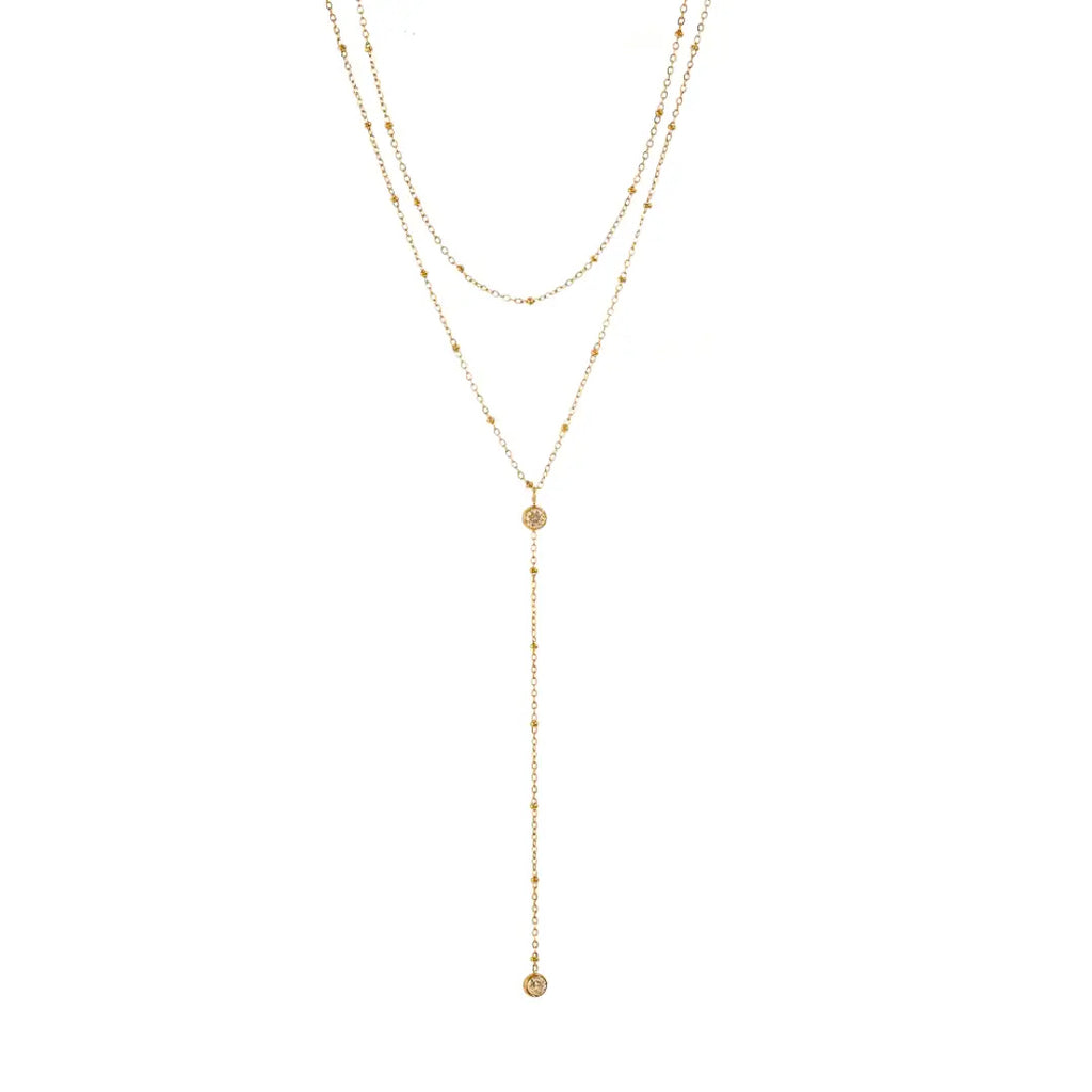 Lumiere Double Dainty Chain Necklace with Y Lariat Design - Preorder Now