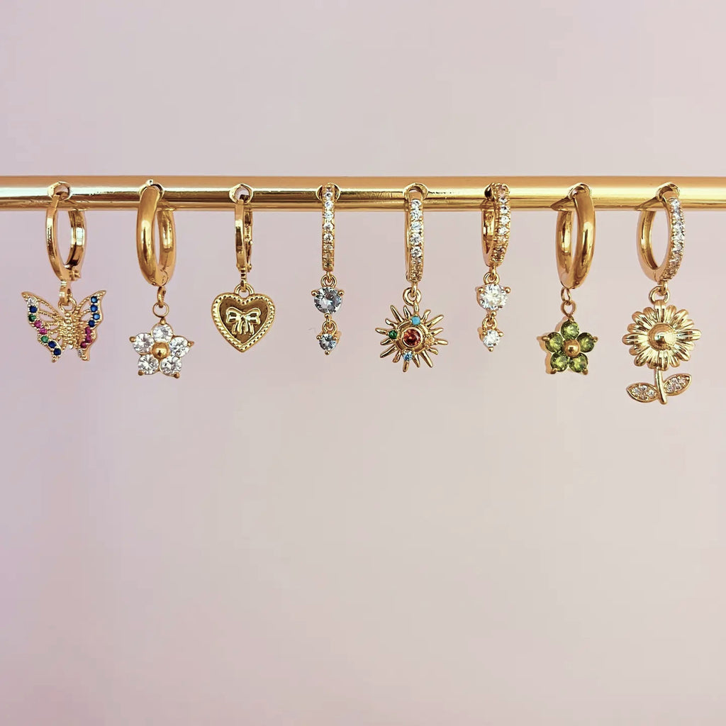 Multi-Coloured Sunburst Drop Huggie Aleida Earrings - Preorder Now