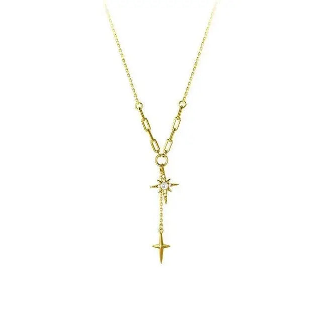 Stellar Star Lariat 14K Gold Steel Necklace - Preorder Now