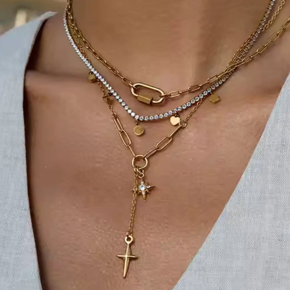 Stellar Star Lariat 14K Gold Steel Necklace - Preorder Now