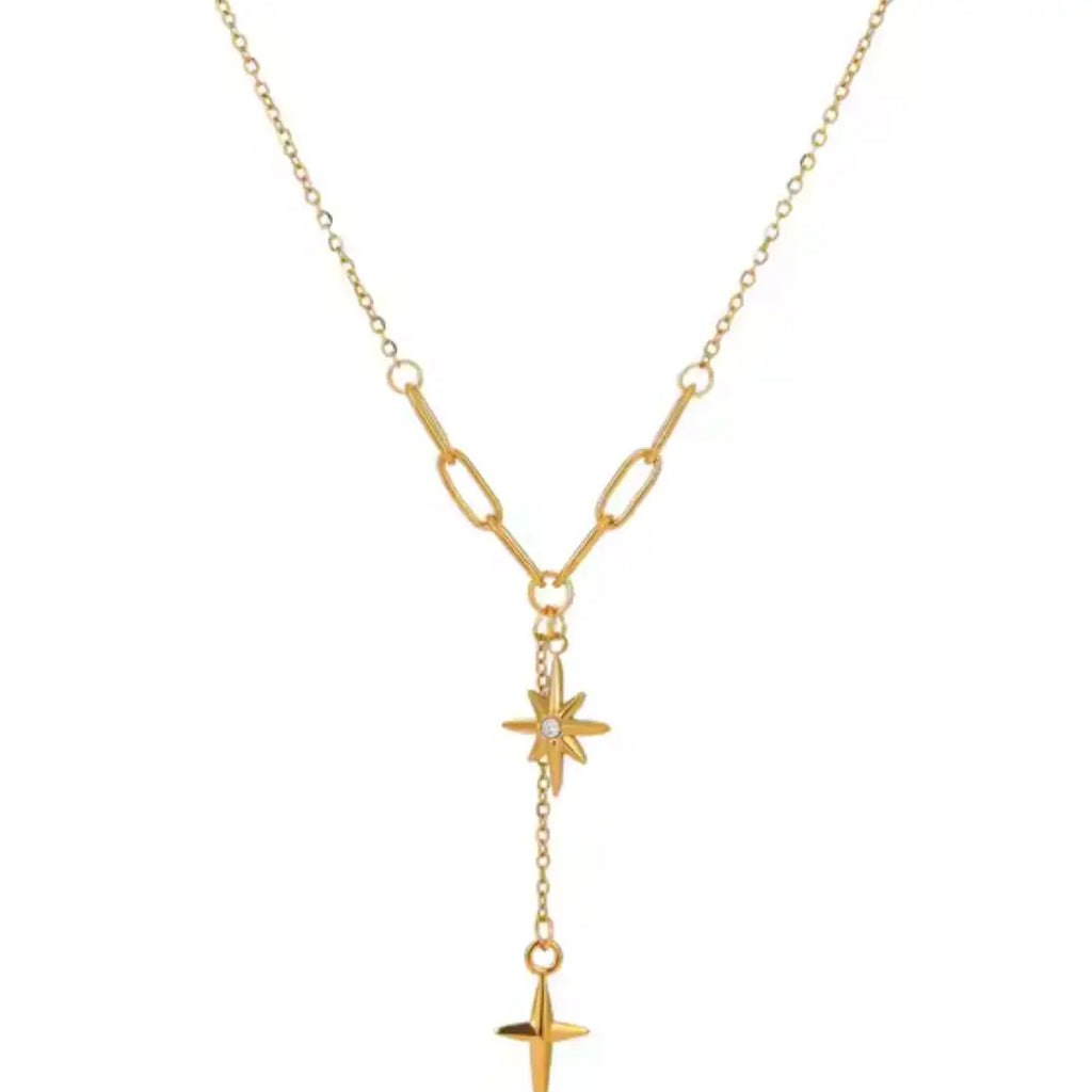 Stellar Star Lariat 14K Gold Steel Necklace - Preorder Now