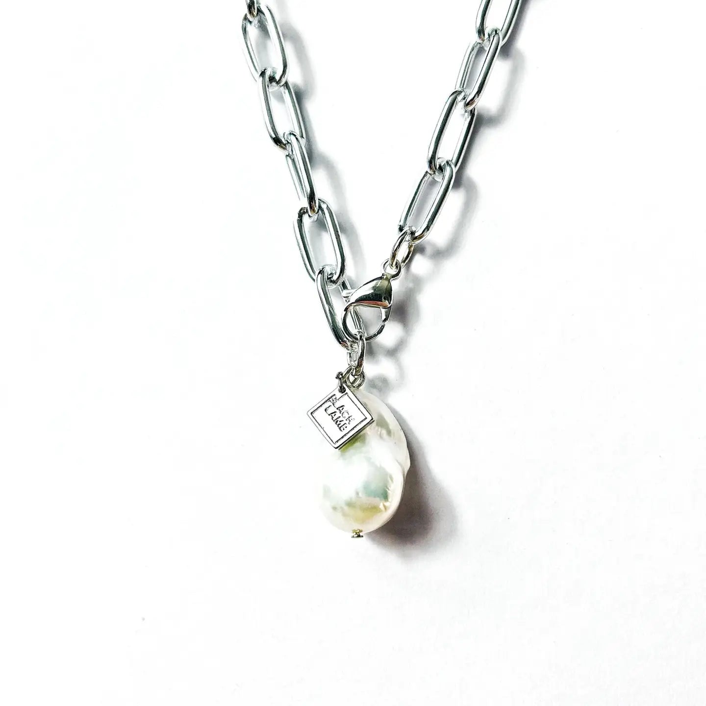 Baroque Pearl Silver Stainless Steel Chain Necklace - Preorder Now