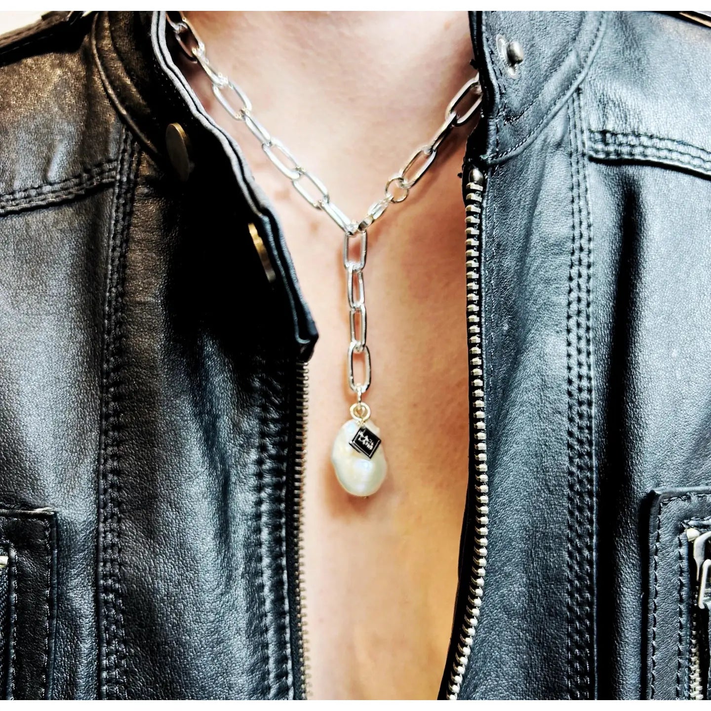 Baroque Pearl Silver Stainless Steel Chain Necklace - Preorder Now