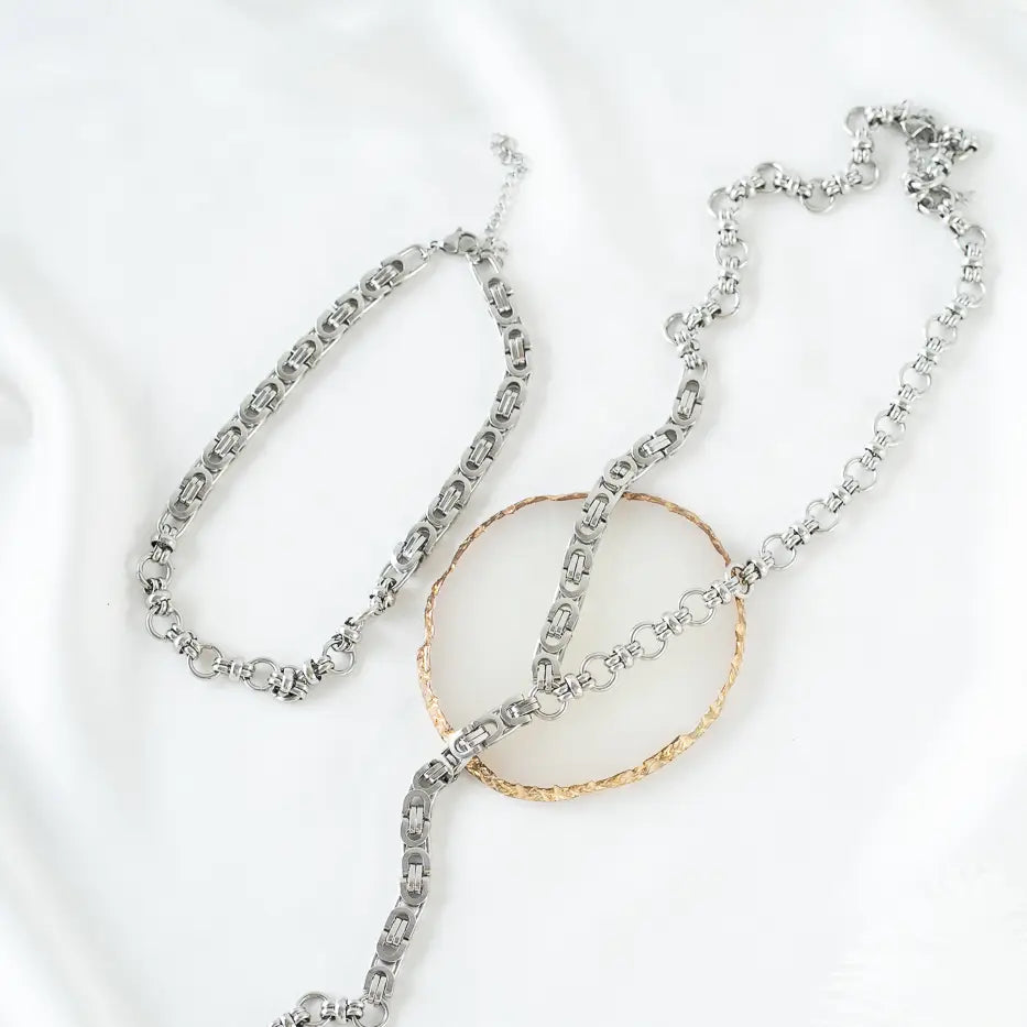 Silver Chunky Chain Choker and Lariat Necklaces - Preorder Now
