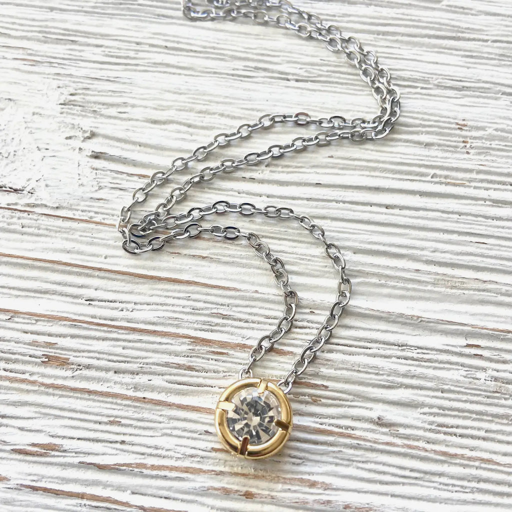 Two-tone Crystal Mixed Metal Layering Necklace  - Preorder Now
