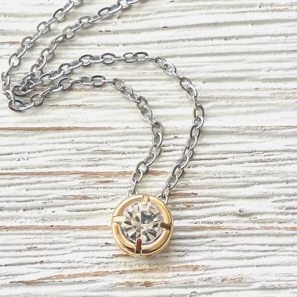 Two-tone Crystal Mixed Metal Layering Necklace  - Preorder Now